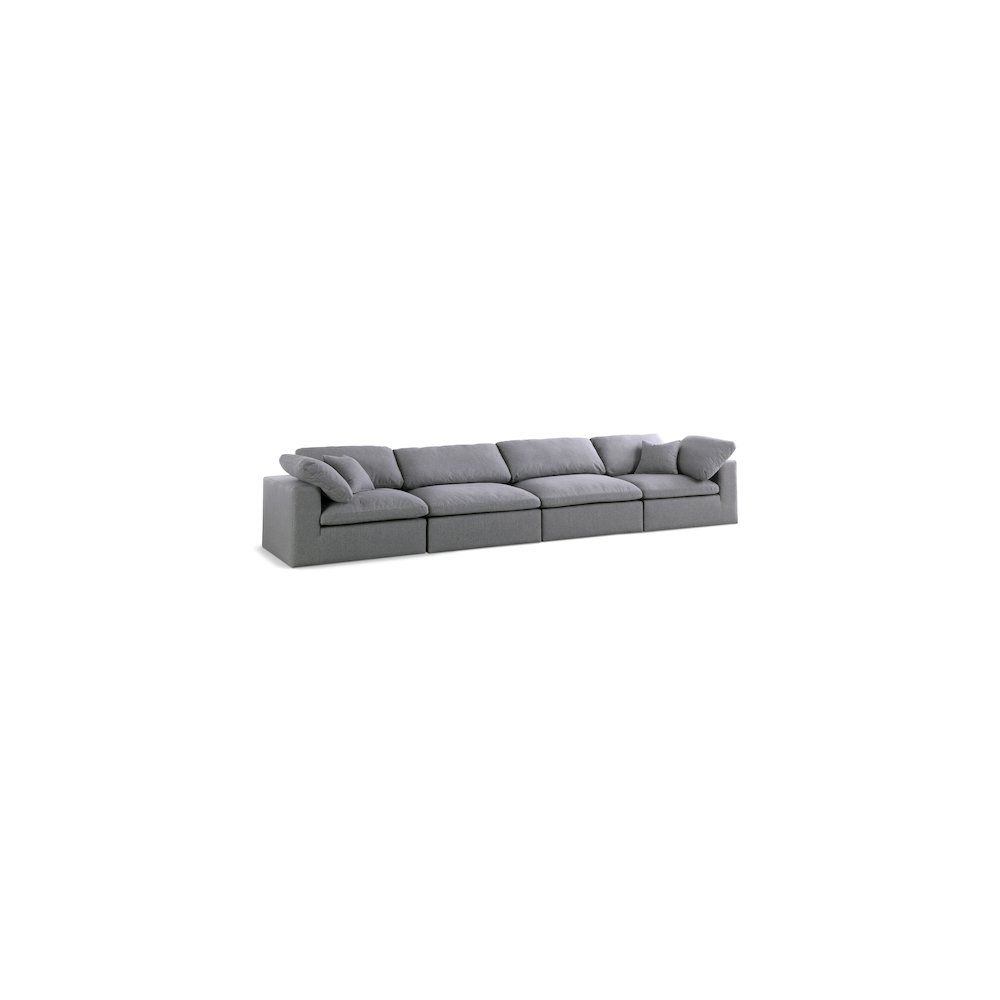 Serene Grey Linen Textured Fabric Deluxe Comfort Modular Sofa. Picture 1