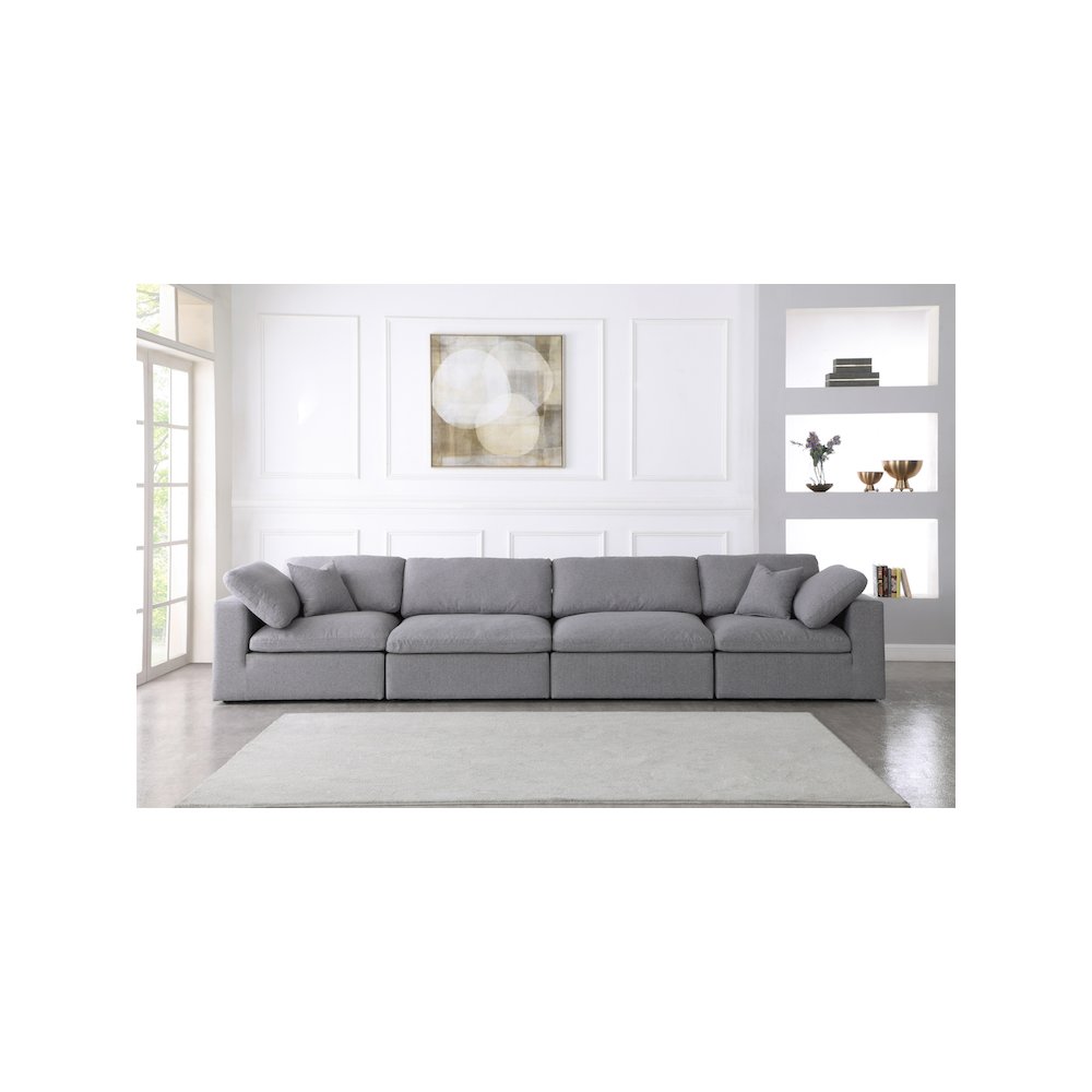 Serene Grey Linen Textured Fabric Deluxe Comfort Modular Sofa. Picture 2