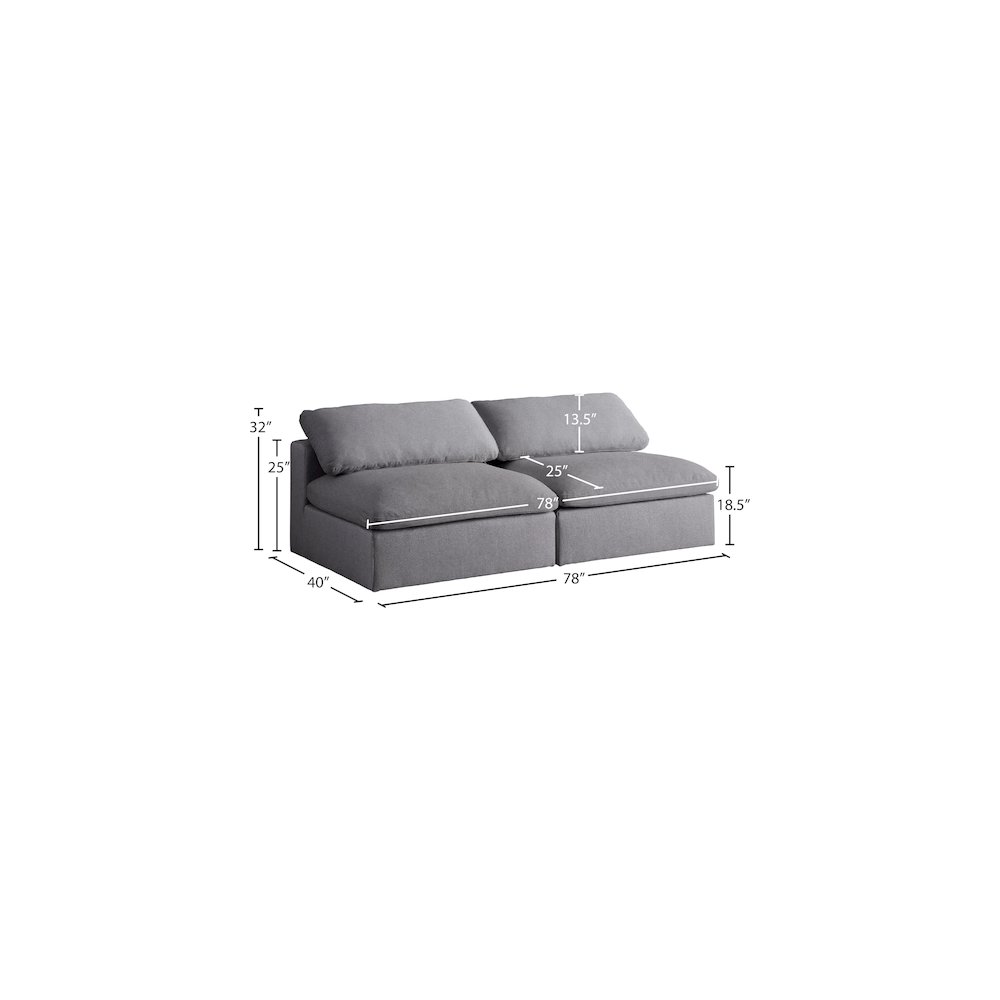 Serene Grey Linen Textured Fabric Deluxe Comfort Modular Armless Sofa. Picture 4