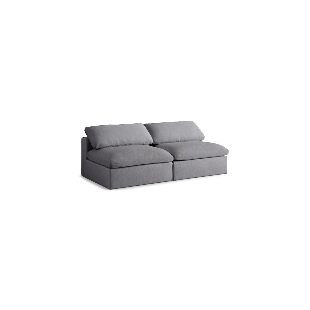 Serene Grey Linen Textured Fabric Deluxe Comfort Modular Armless Sofa. Picture 1