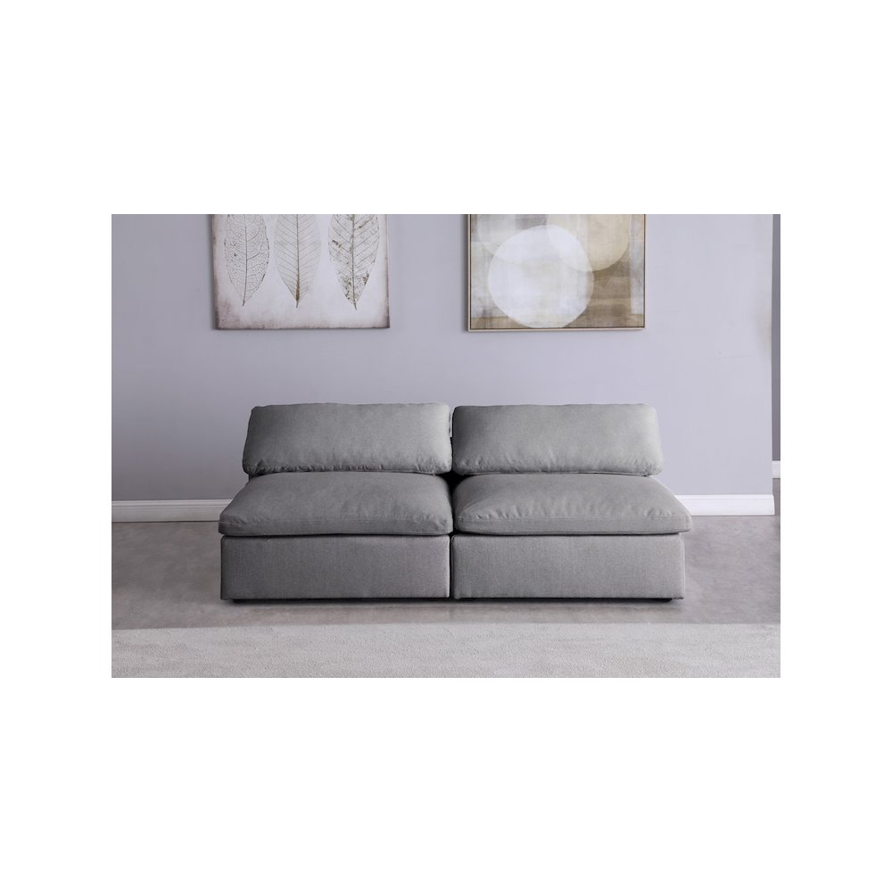 Serene Grey Linen Textured Fabric Deluxe Comfort Modular Armless Sofa. Picture 2