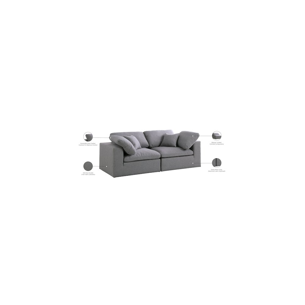 Serene Grey Linen Textured Fabric Deluxe Comfort Modular Sofa. Picture 8