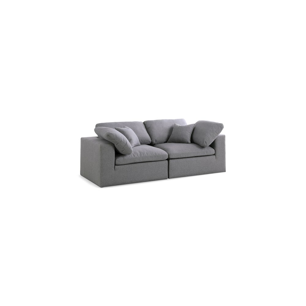 Serene Grey Linen Textured Fabric Deluxe Comfort Modular Sofa. Picture 1