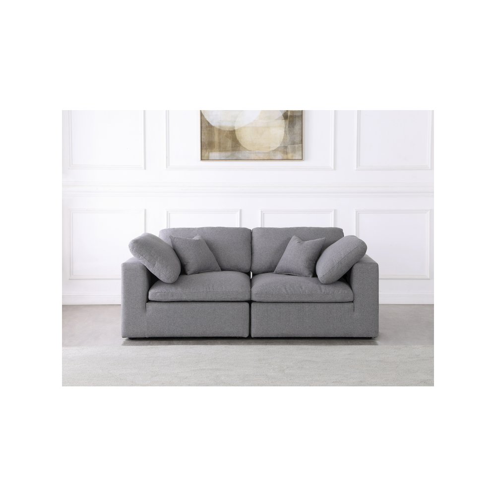 Serene Grey Linen Textured Fabric Deluxe Comfort Modular Sofa. Picture 2