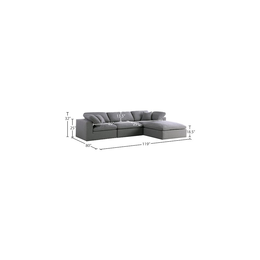 Serene Grey Linen Textured Fabric Deluxe Comfort Modular Sectional. Picture 11