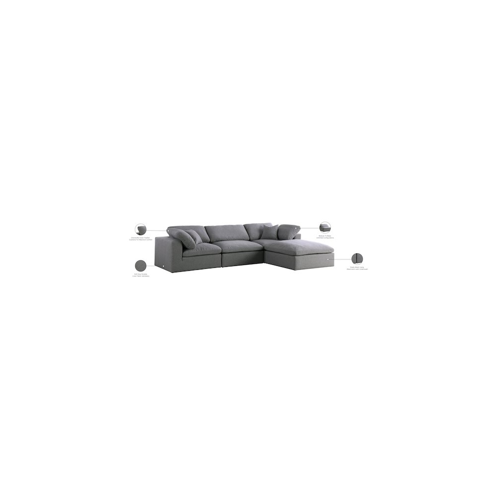 Serene Grey Linen Textured Fabric Deluxe Comfort Modular Sectional. Picture 12