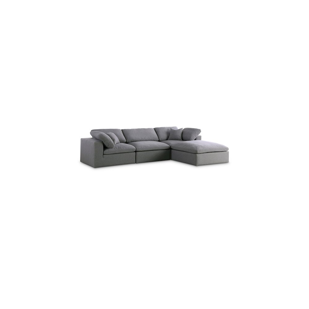 Serene Grey Linen Textured Fabric Deluxe Comfort Modular Sectional. Picture 1