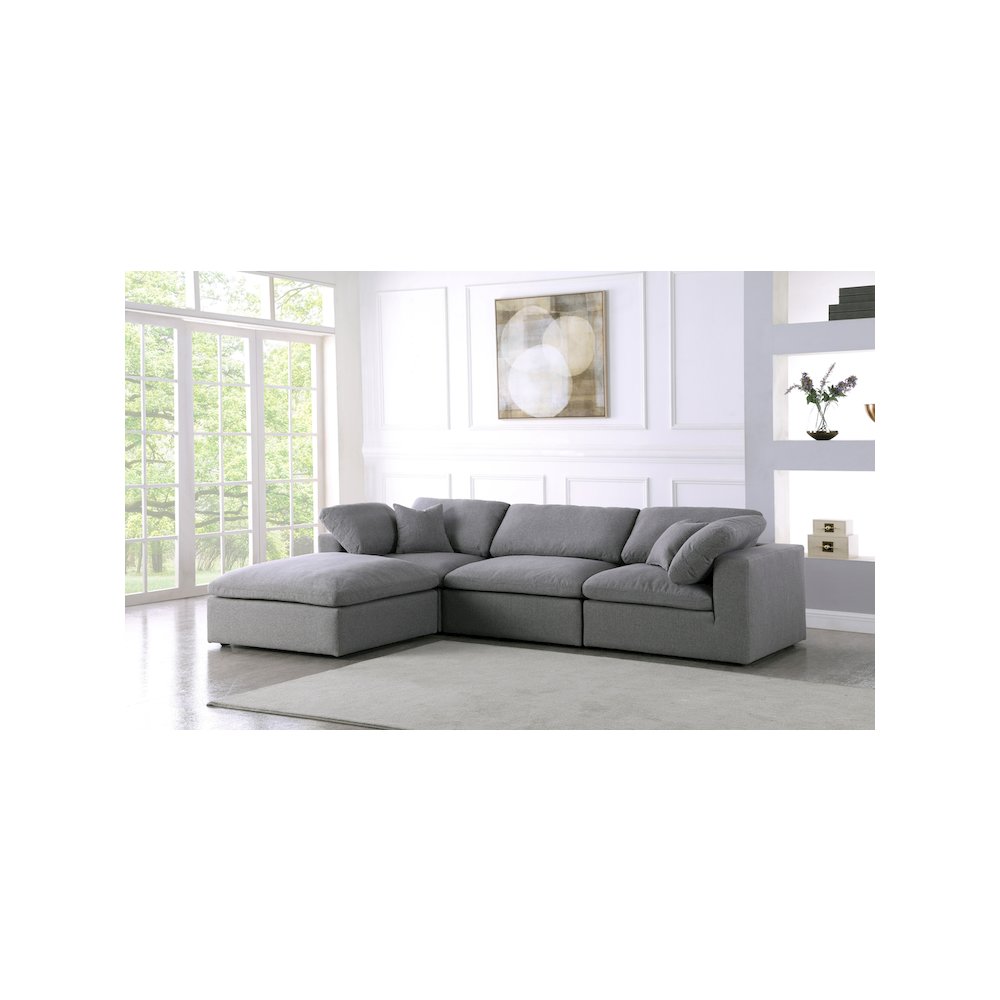 Serene Grey Linen Textured Fabric Deluxe Comfort Modular Sectional. Picture 2