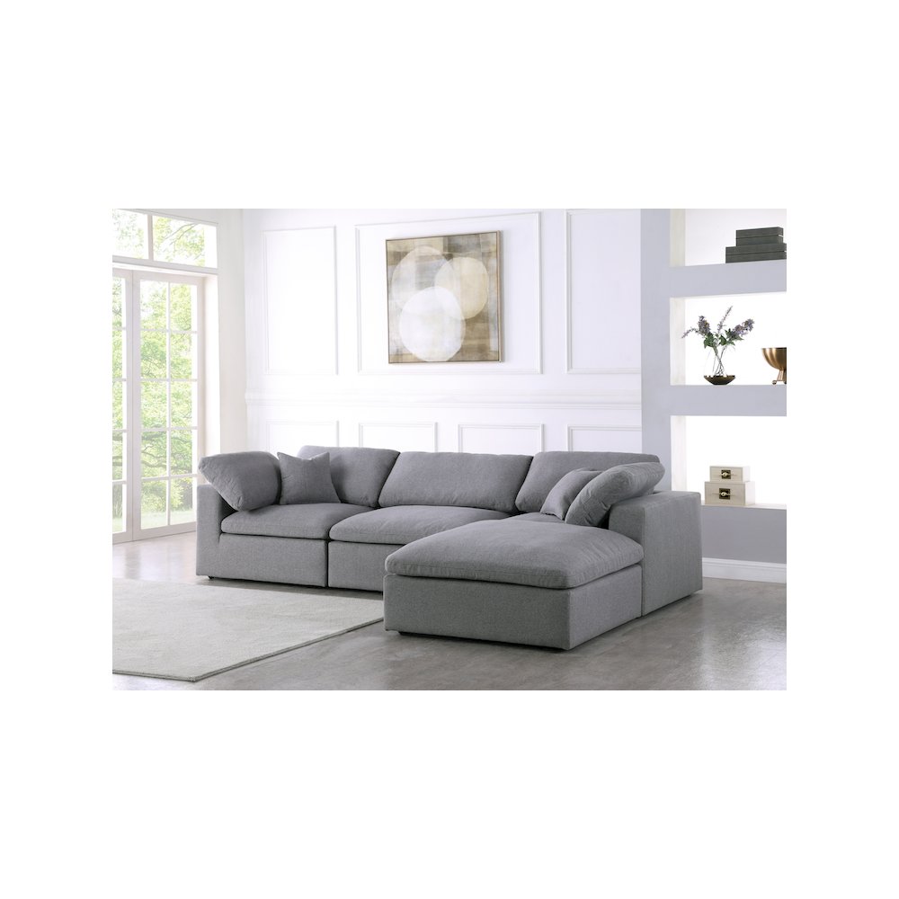 Serene Grey Linen Textured Fabric Deluxe Comfort Modular Sectional. Picture 3