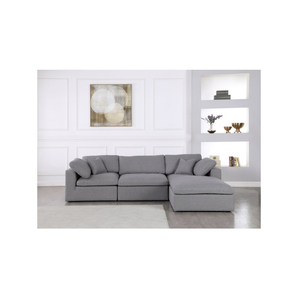 Serene Grey Linen Textured Fabric Deluxe Comfort Modular Sectional. Picture 4