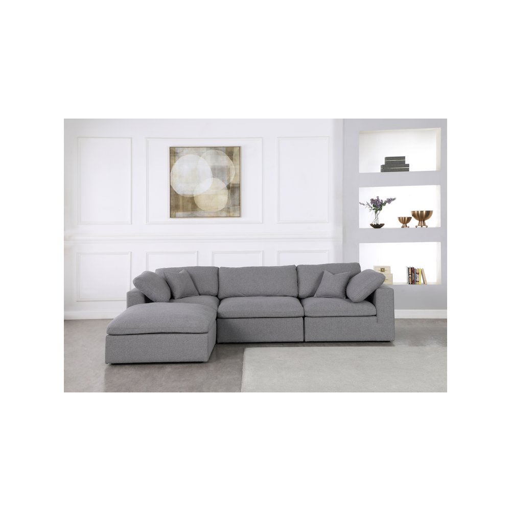Serene Grey Linen Textured Fabric Deluxe Comfort Modular Sectional. Picture 5