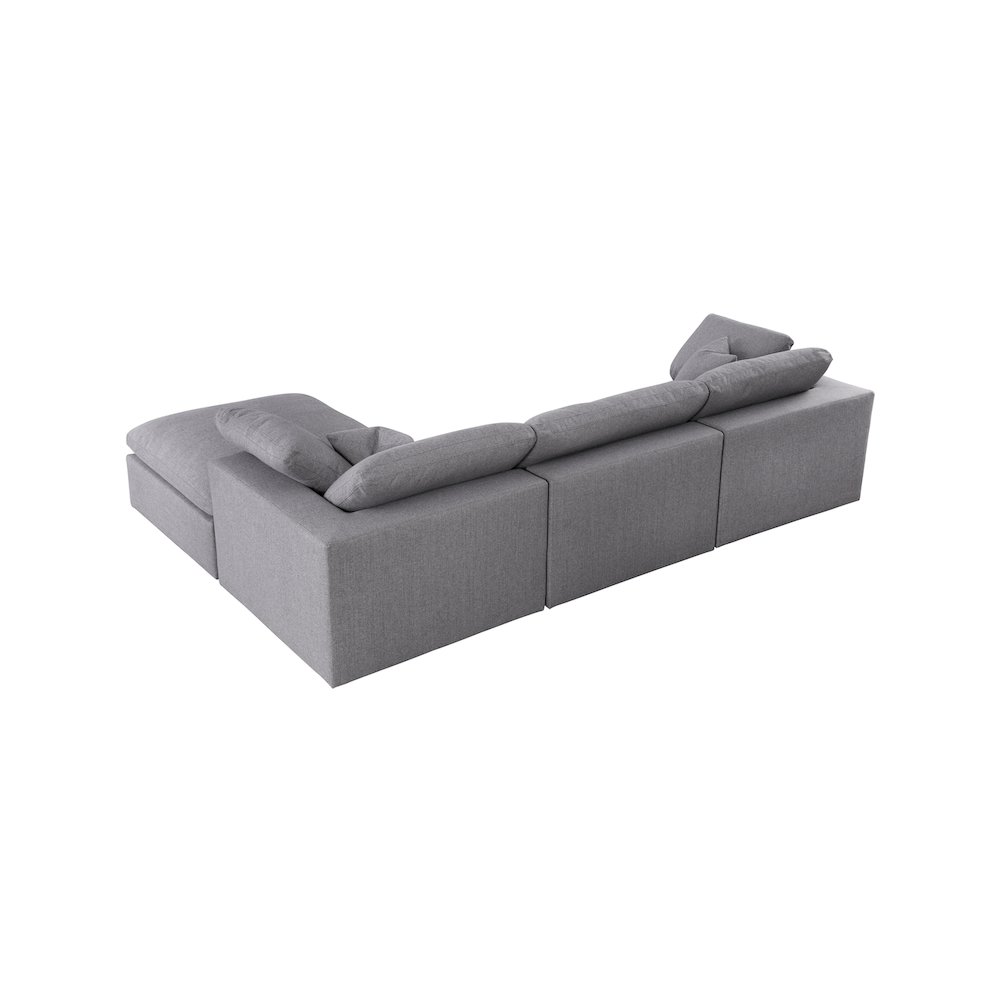 Serene Grey Linen Textured Fabric Deluxe Comfort Modular Sectional. Picture 6