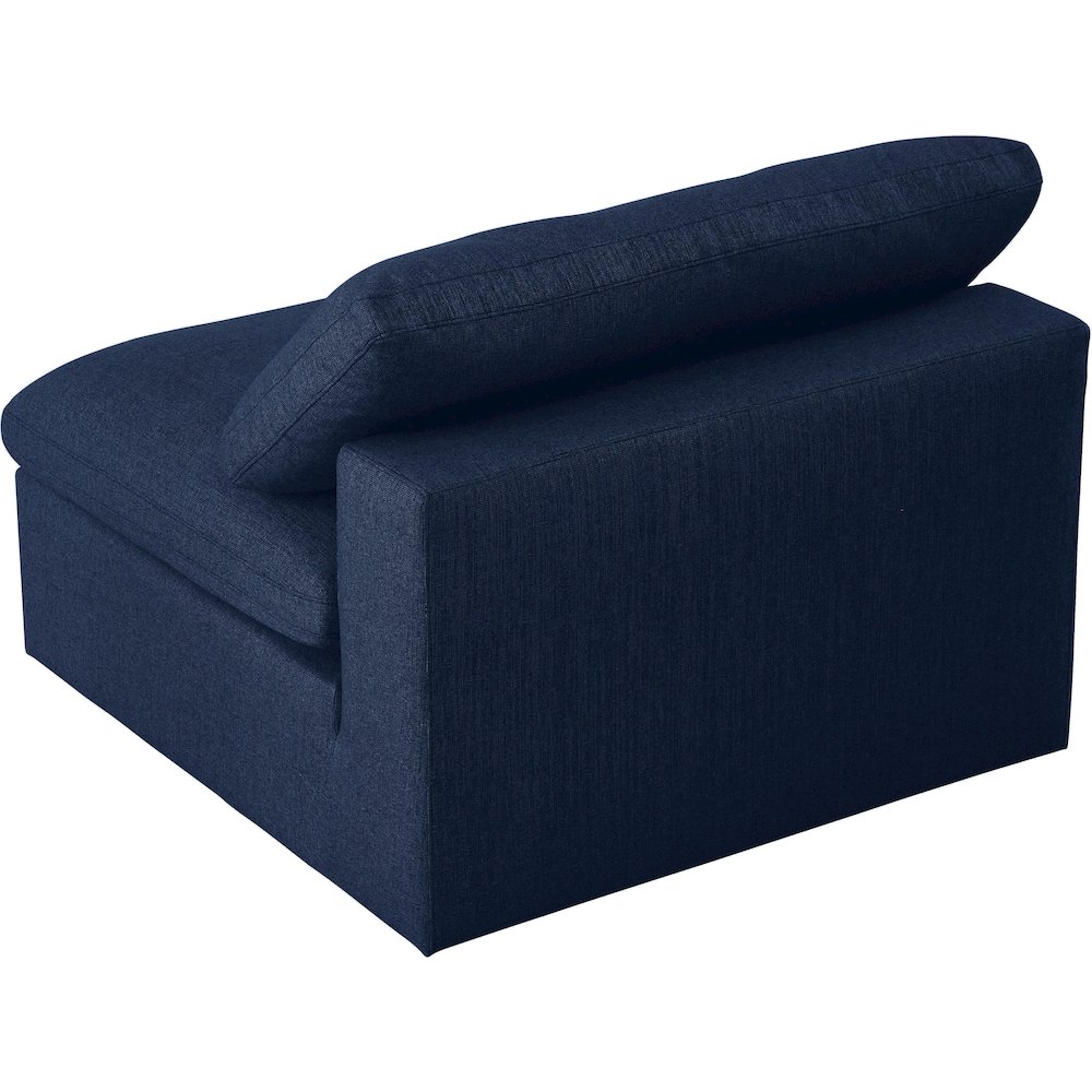 Serene Navy Linen Textured Fabric Deluxe Comfort Modular Armless Chair. Picture 3