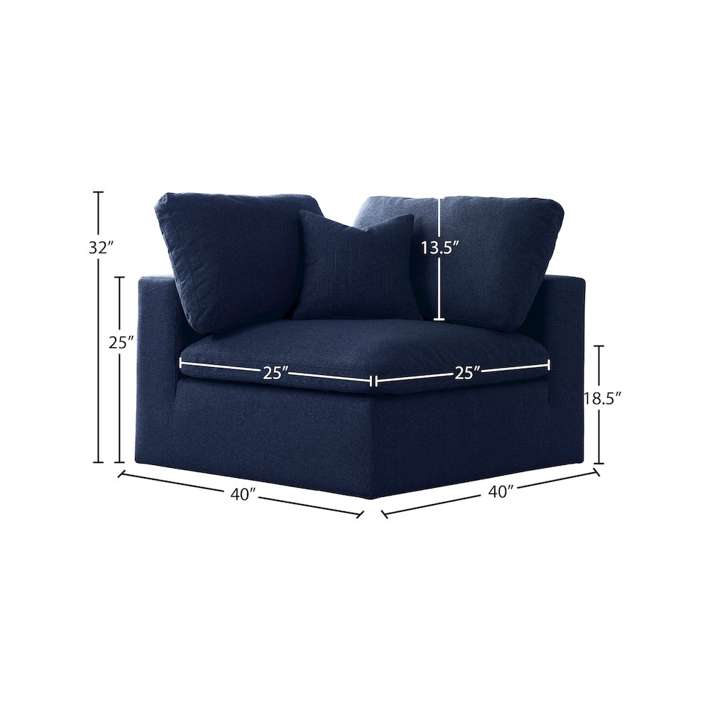 Serene Navy Linen Textured Fabric Deluxe Comfort Modular Corner Chair. Picture 4