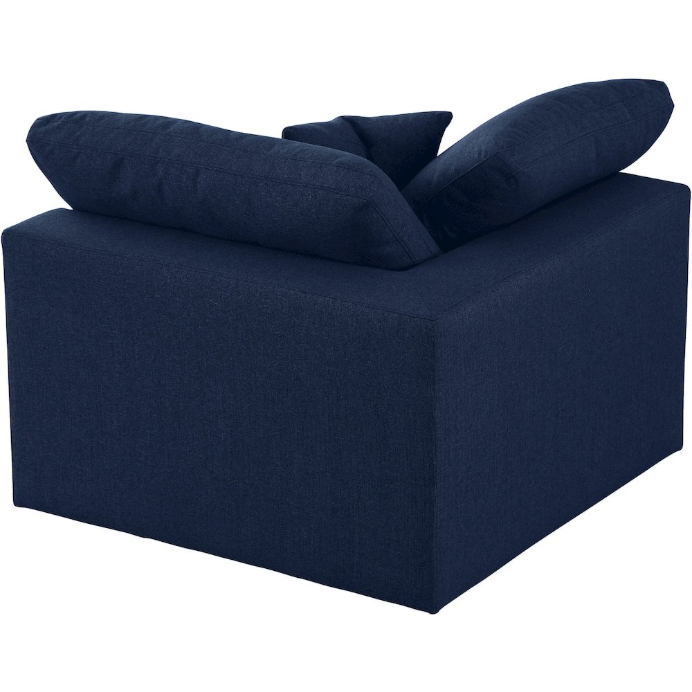 Serene Navy Linen Textured Fabric Deluxe Comfort Modular Corner Chair. Picture 2