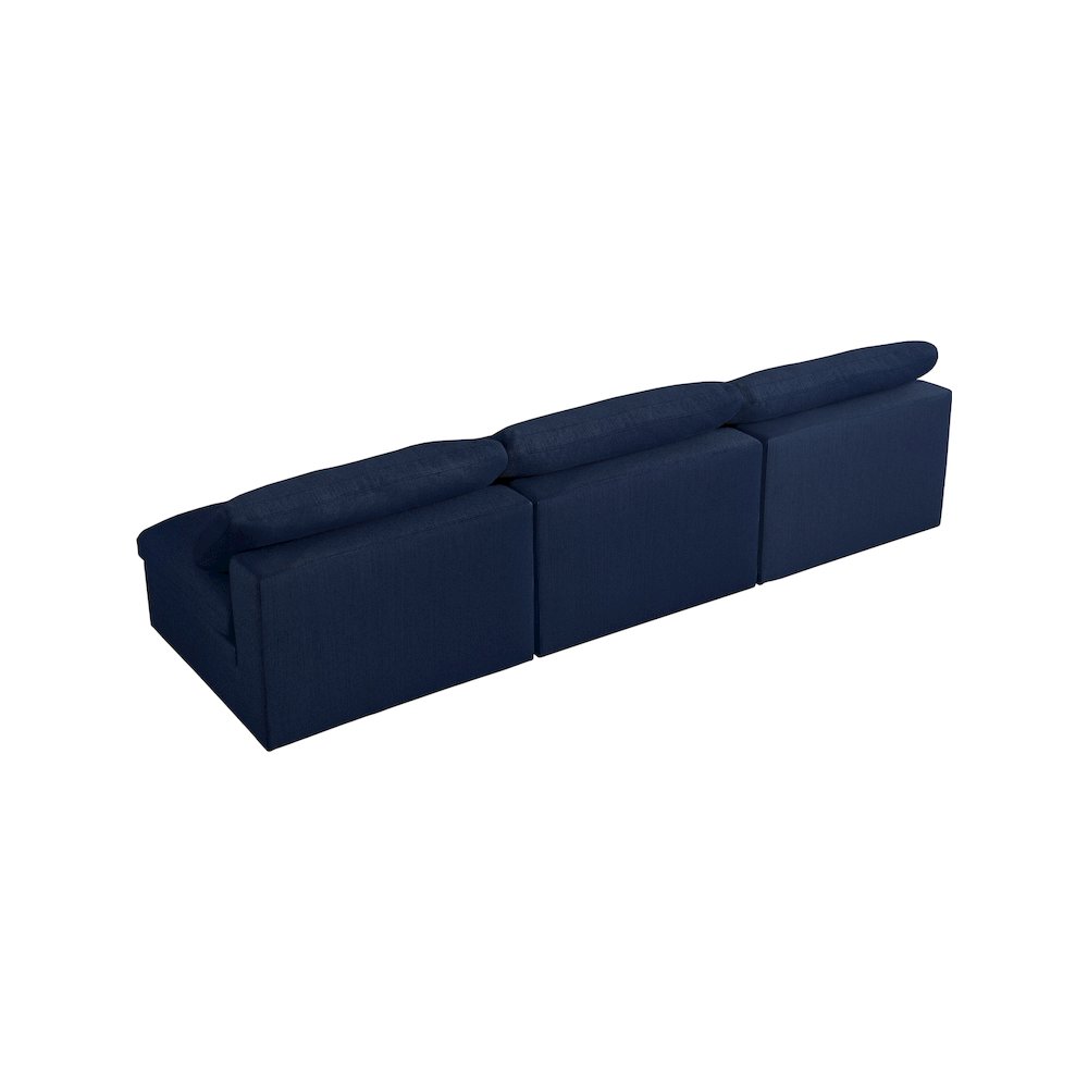 Serene Navy Linen Textured Fabric Deluxe Comfort Modular Armless Sofa. Picture 3
