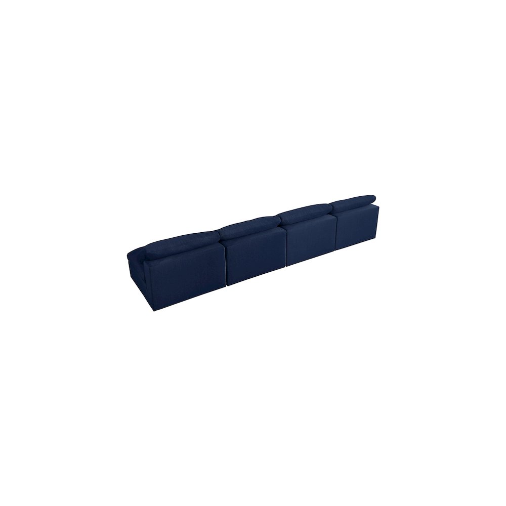 Serene Navy Linen Textured Fabric Deluxe Comfort Modular Armless Sofa. Picture 3