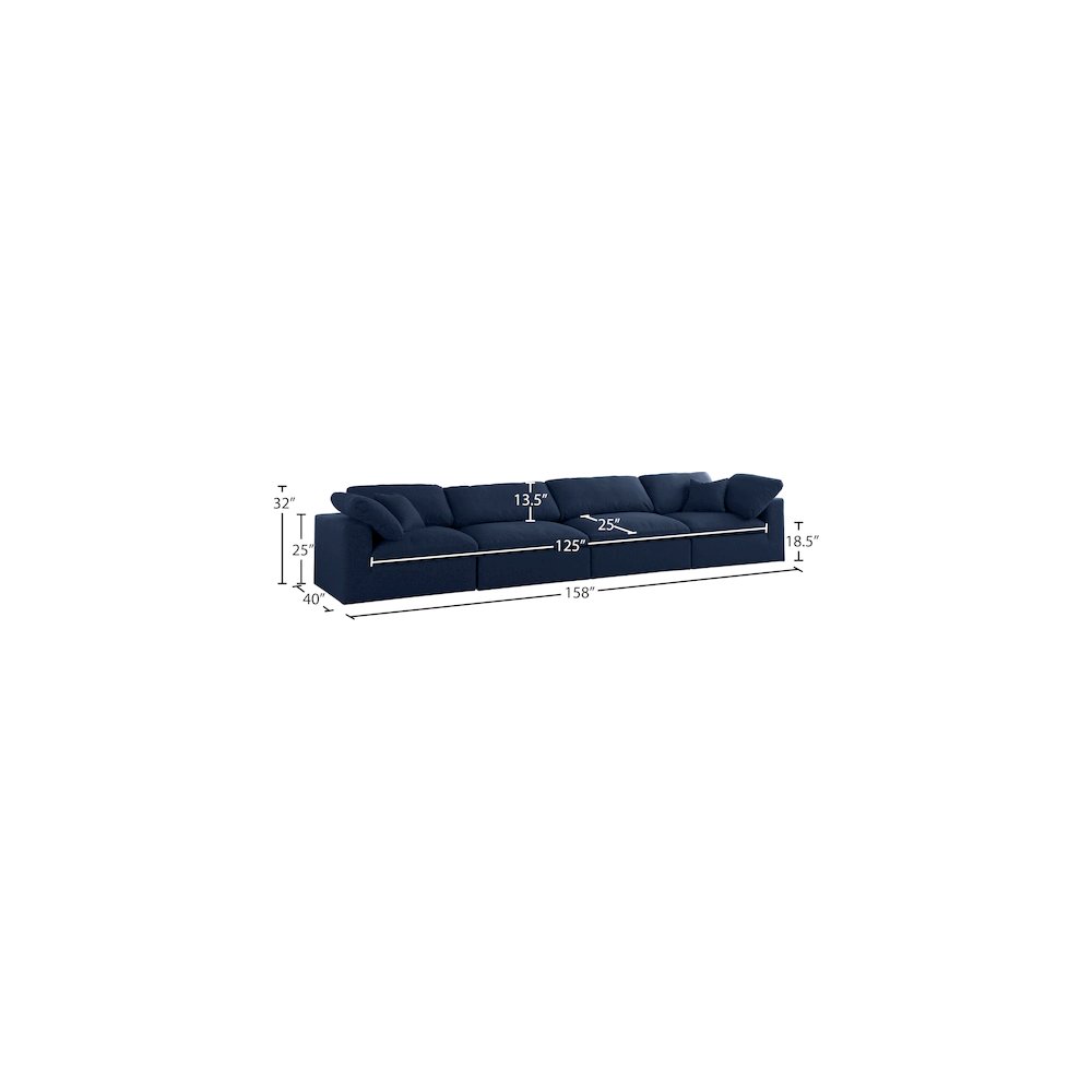 Serene Navy Linen Textured Fabric Deluxe Comfort Modular Sofa. Picture 7