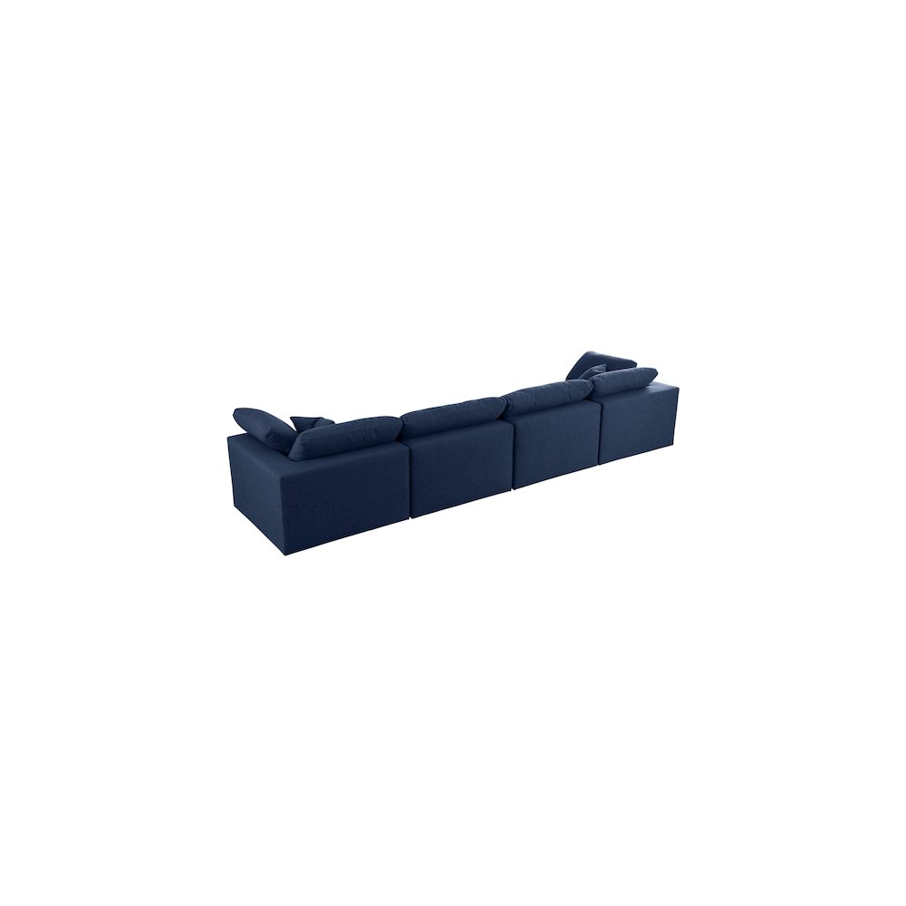 Serene Navy Linen Textured Fabric Deluxe Comfort Modular Sofa. Picture 3
