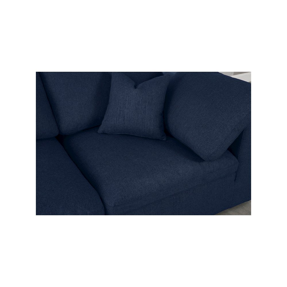 Serene Navy Linen Textured Fabric Deluxe Comfort Modular Sofa. Picture 4