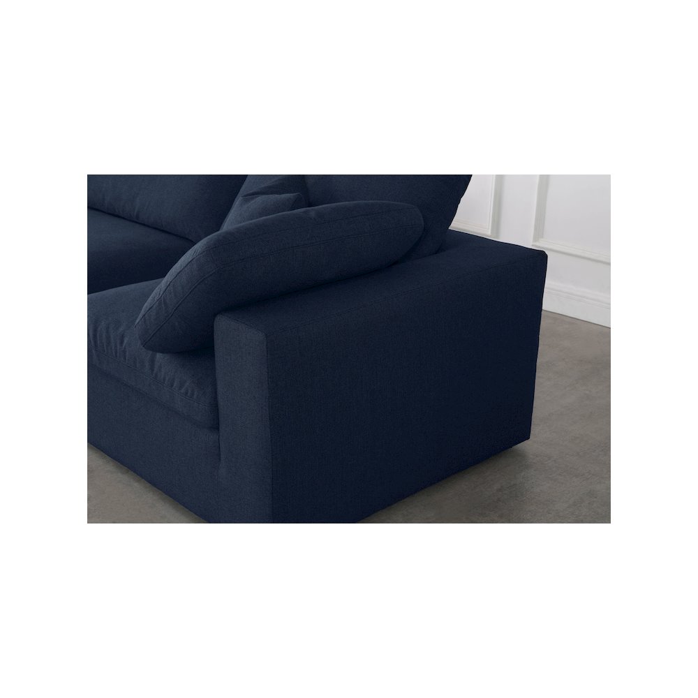 Serene Navy Linen Textured Fabric Deluxe Comfort Modular Sofa. Picture 5