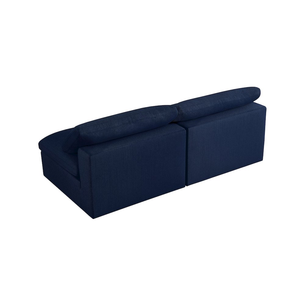 Serene Navy Linen Textured Fabric Deluxe Comfort Modular Armless Sofa. Picture 3