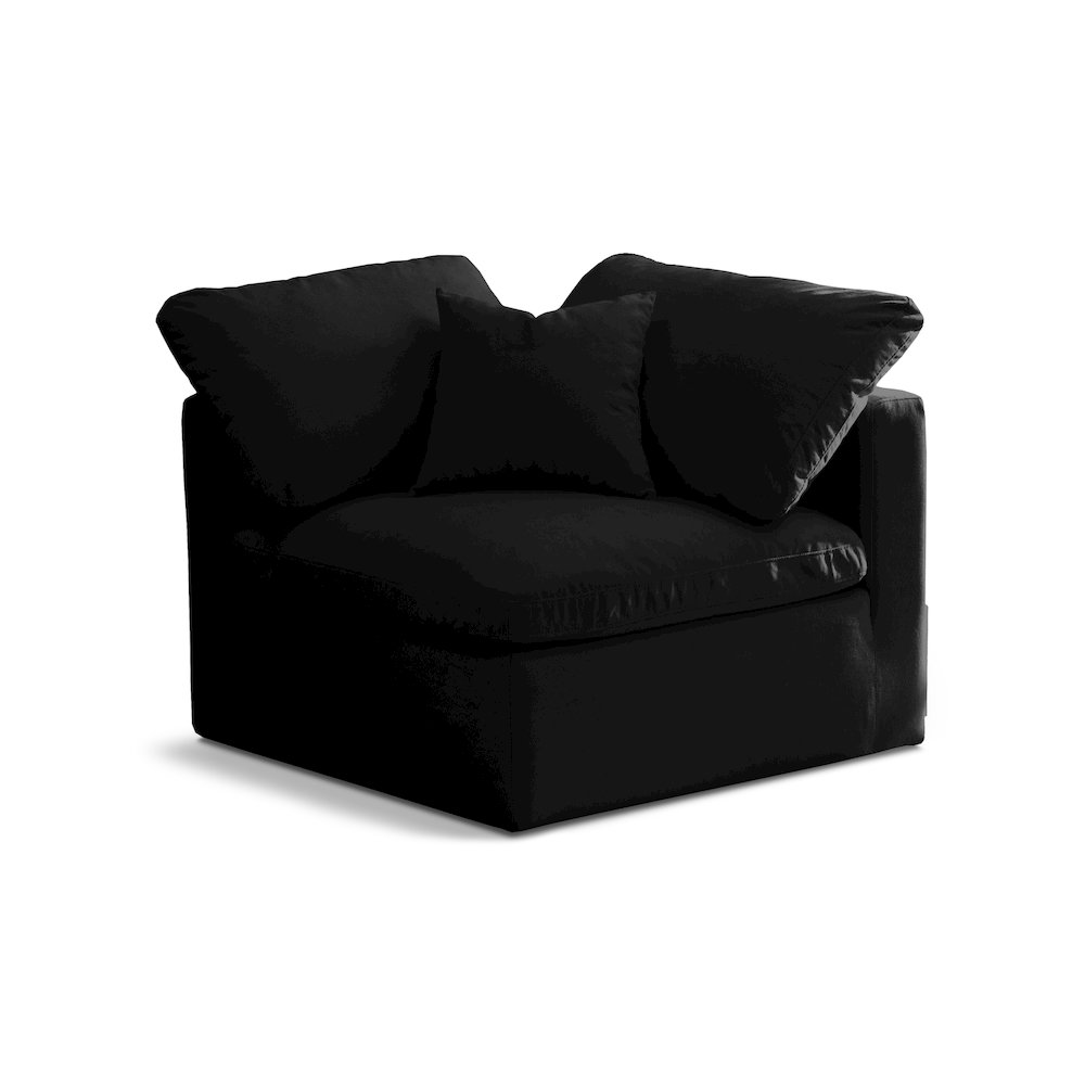 Plush Black Velvet Standard Comfort Modular Corner Chair. Picture 1