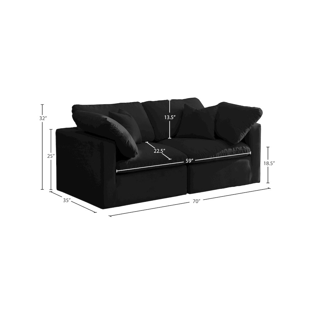 Plush Black Velvet Standard Comfort Modular Sofa. Picture 7