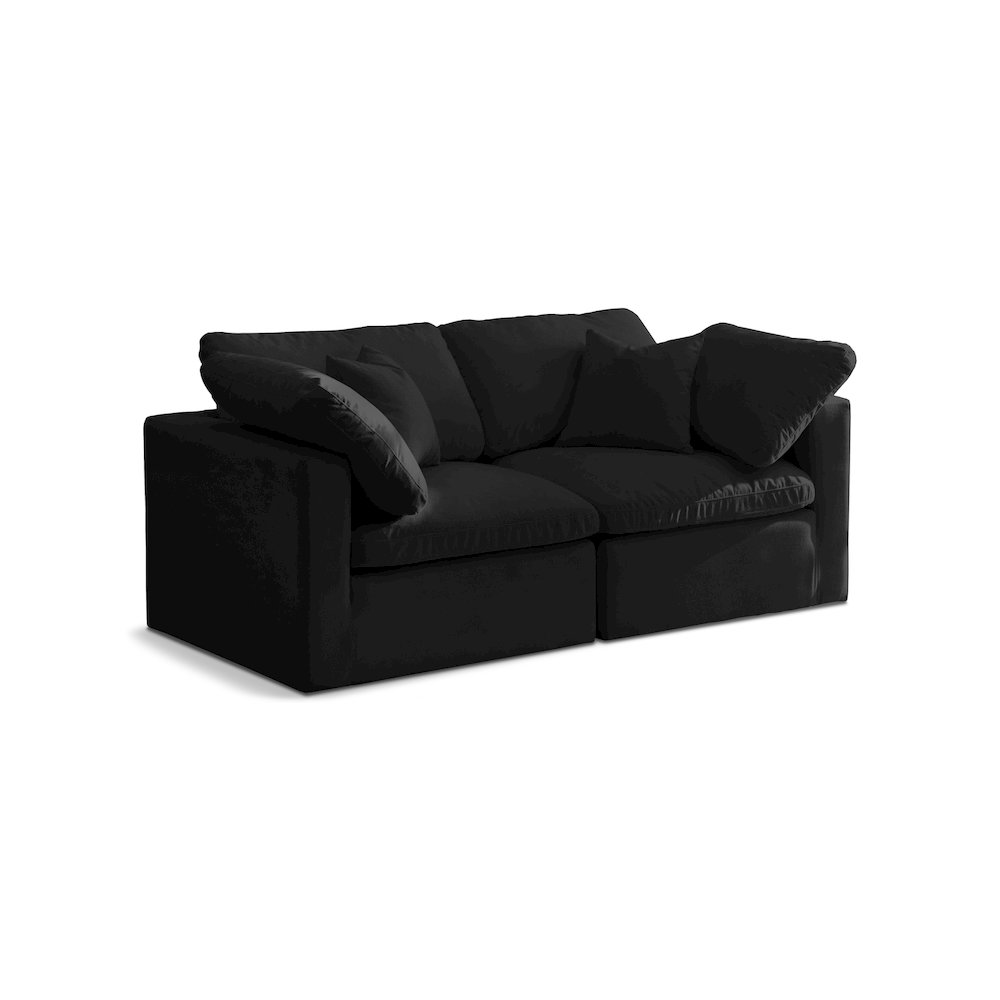 Plush Black Velvet Standard Comfort Modular Sofa. Picture 1