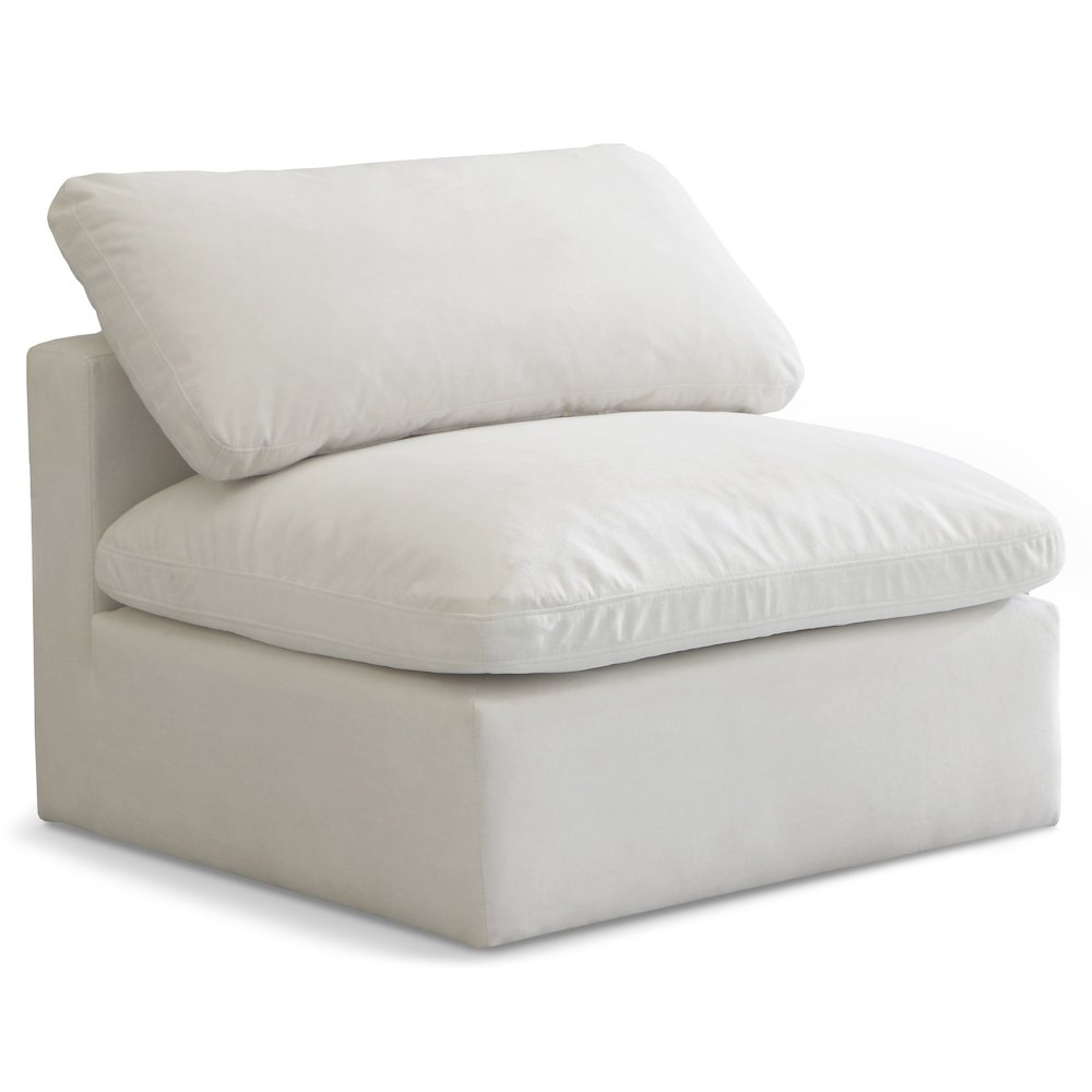 Plush Cream Velvet Standard Comfort Modular Armless Chair. Picture 1