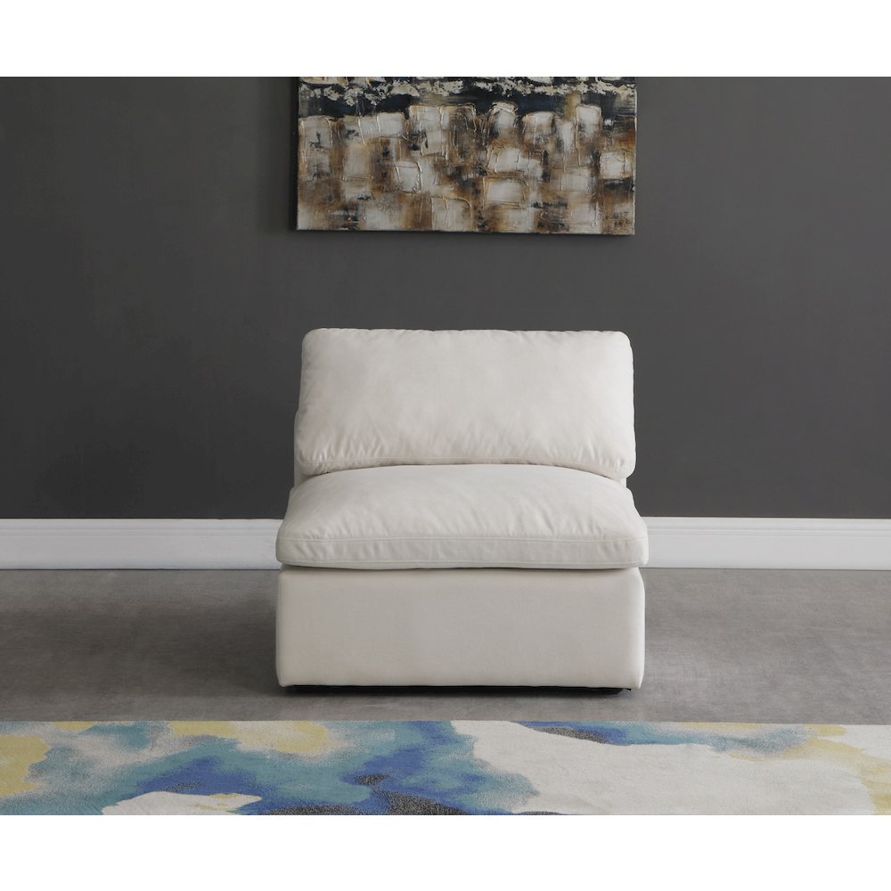 Plush Cream Velvet Standard Comfort Modular Armless Chair. Picture 2