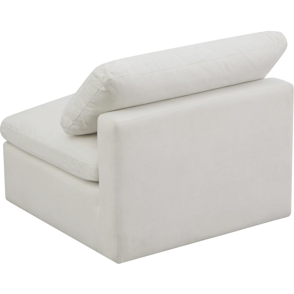 Plush Cream Velvet Standard Comfort Modular Armless Chair. Picture 3