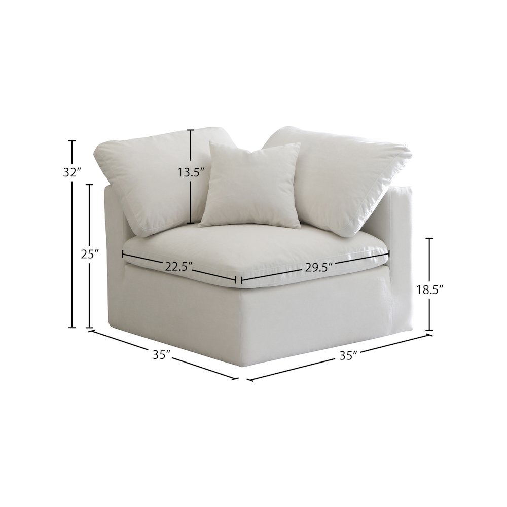 Plush Cream Velvet Standard Comfort Modular Corner Chair. Picture 4
