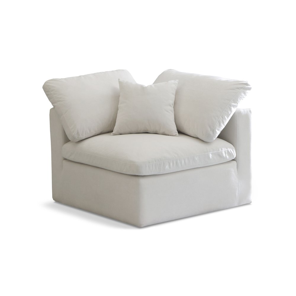Plush Cream Velvet Standard Comfort Modular Corner Chair. Picture 1