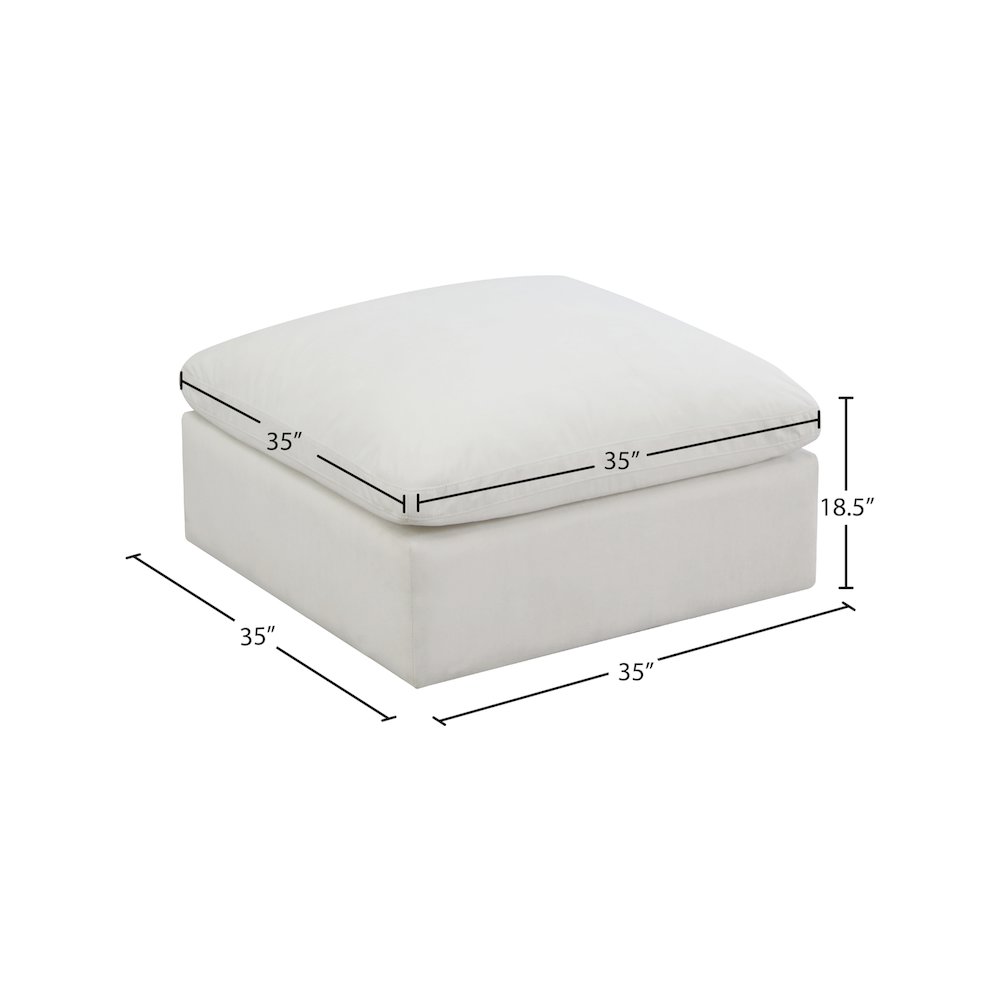 Plush Cream Velvet Standard Comfort Modular Ottoman. Picture 3