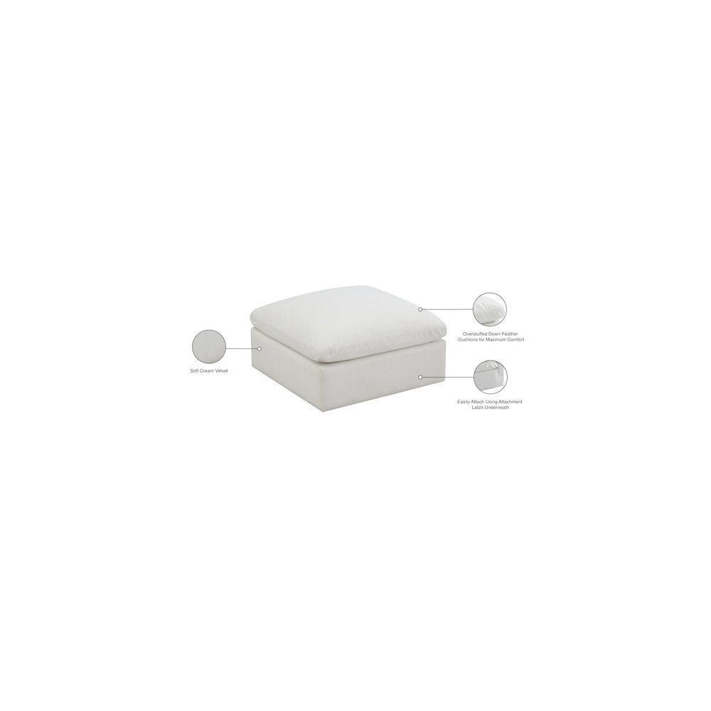 Plush Cream Velvet Standard Comfort Modular Ottoman. Picture 4