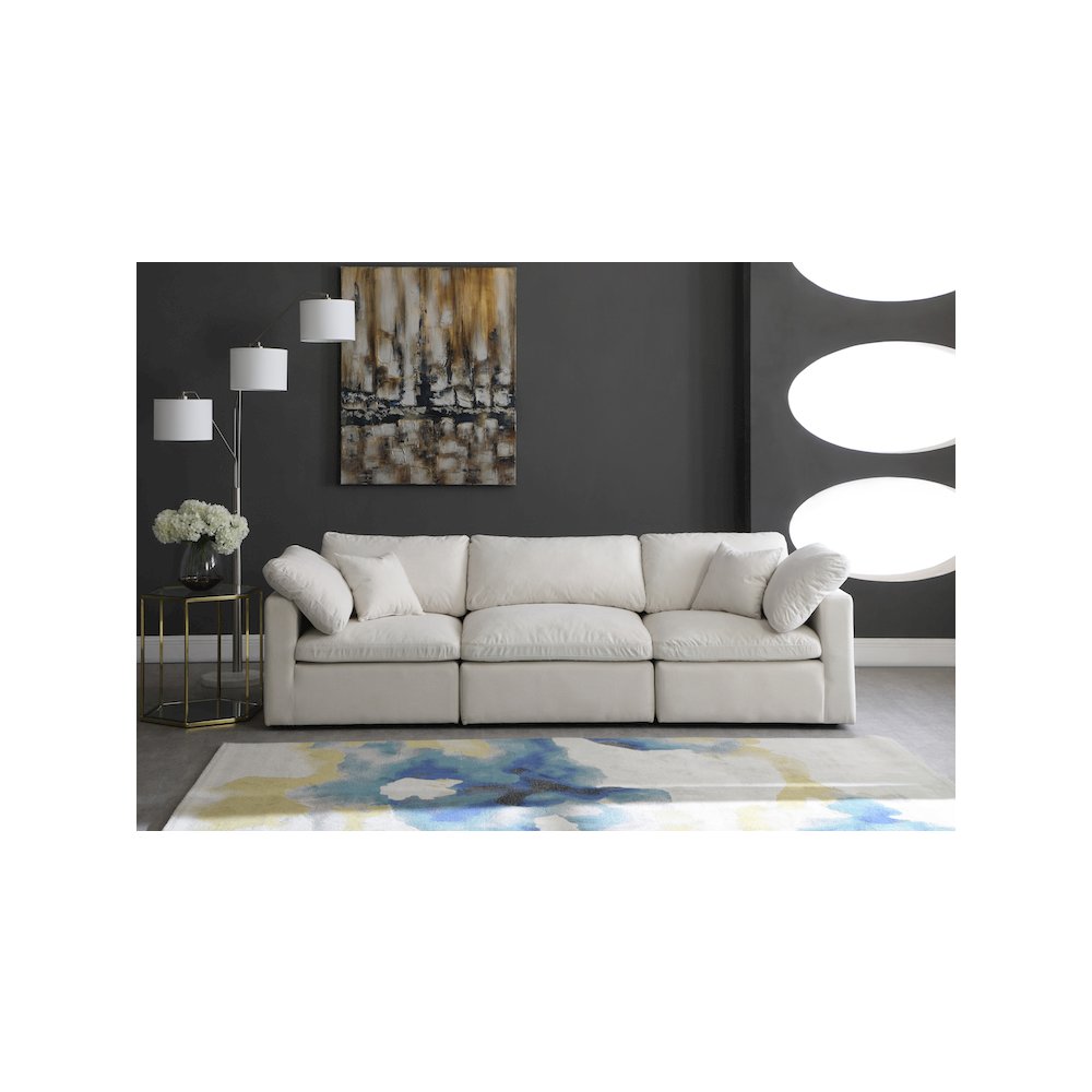 Plush Cream Velvet Standard Comfort Modular Sofa. Picture 2