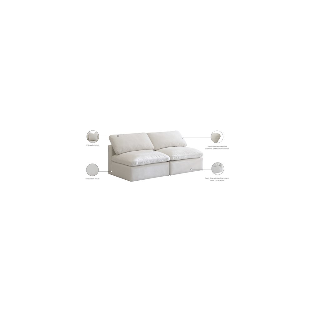 Plush Cream Velvet Standard Comfort Modular Sofa. Picture 8