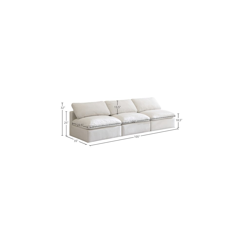 Plush Cream Velvet Standard Comfort Modular Sofa. Picture 7