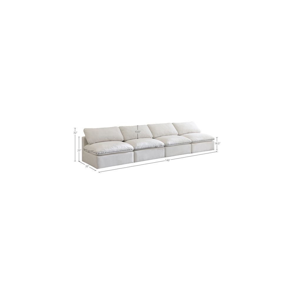 Plush Cream Velvet Standard Comfort Modular Sofa. Picture 7