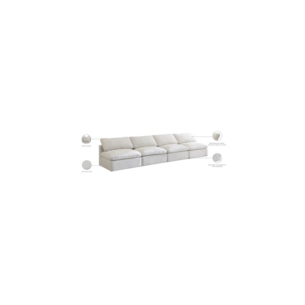 Plush Cream Velvet Standard Comfort Modular Sofa. Picture 8