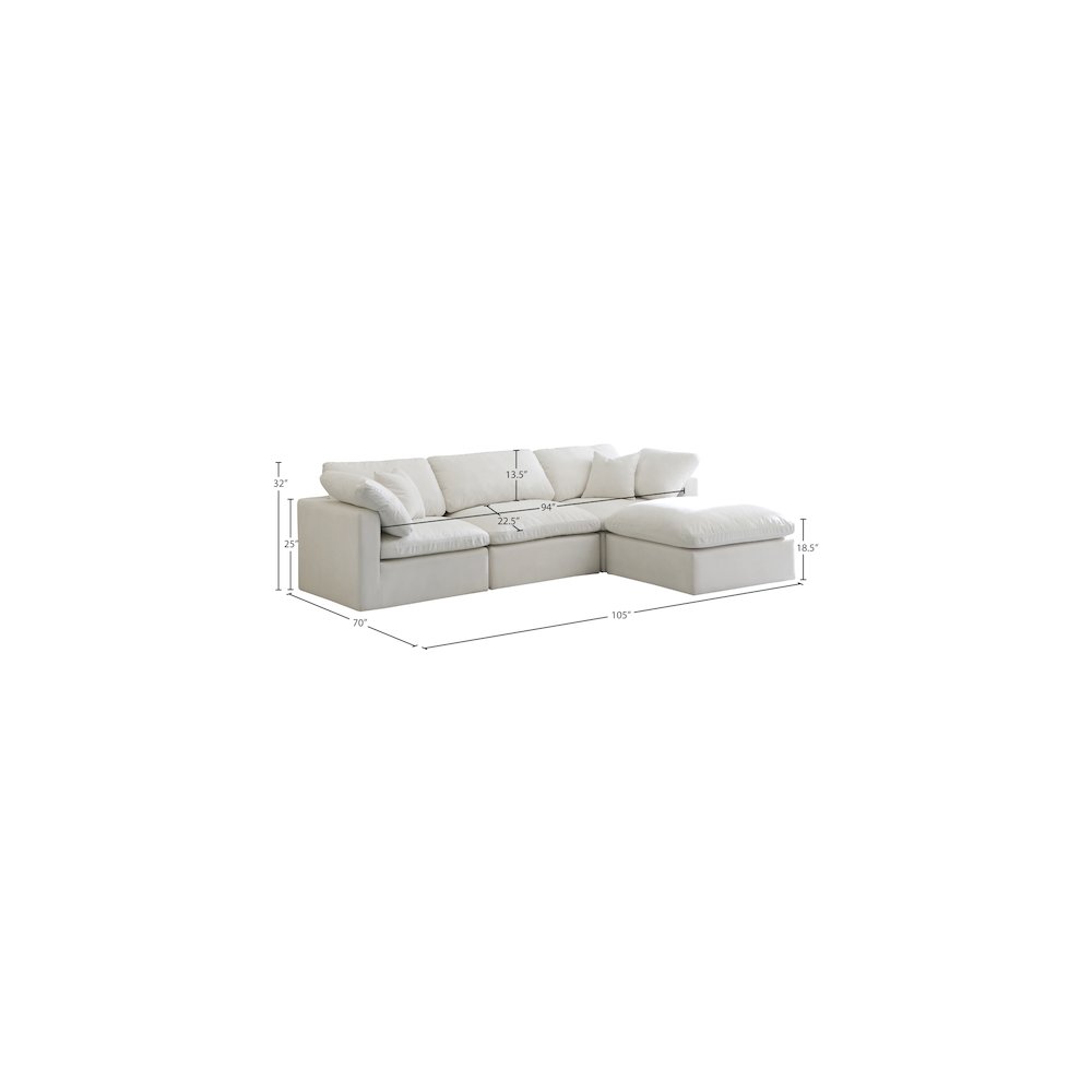 Plush Cream Velvet Standard Comfort Modular Sectional. Picture 11