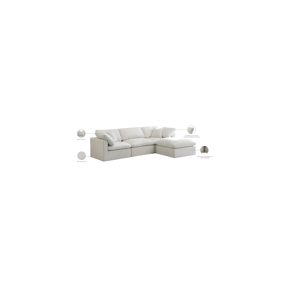 Plush Cream Velvet Standard Comfort Modular Sectional. Picture 12