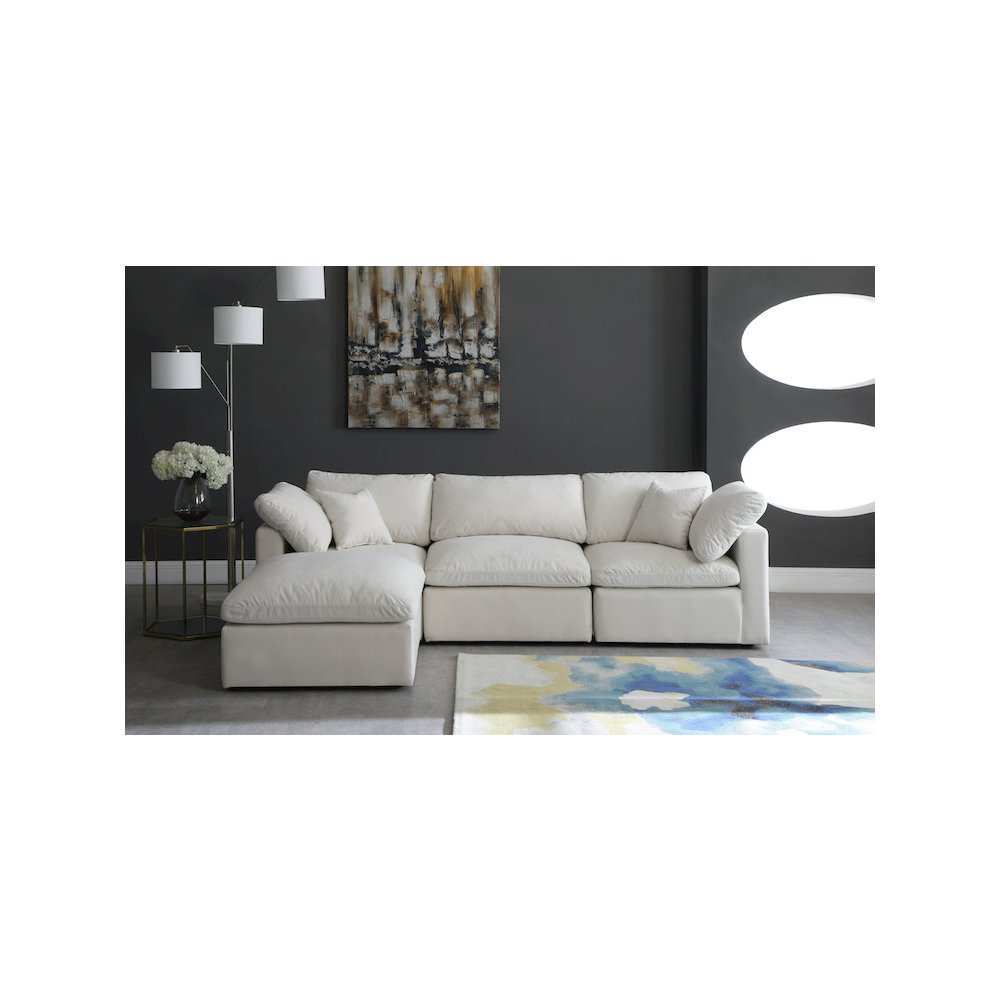 Plush Cream Velvet Standard Comfort Modular Sectional. Picture 4