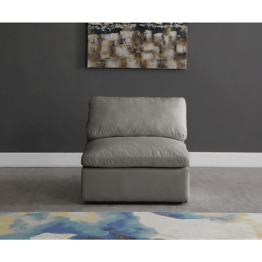 Plush Grey Velvet Standard Comfort Modular Armless Chair. Picture 2