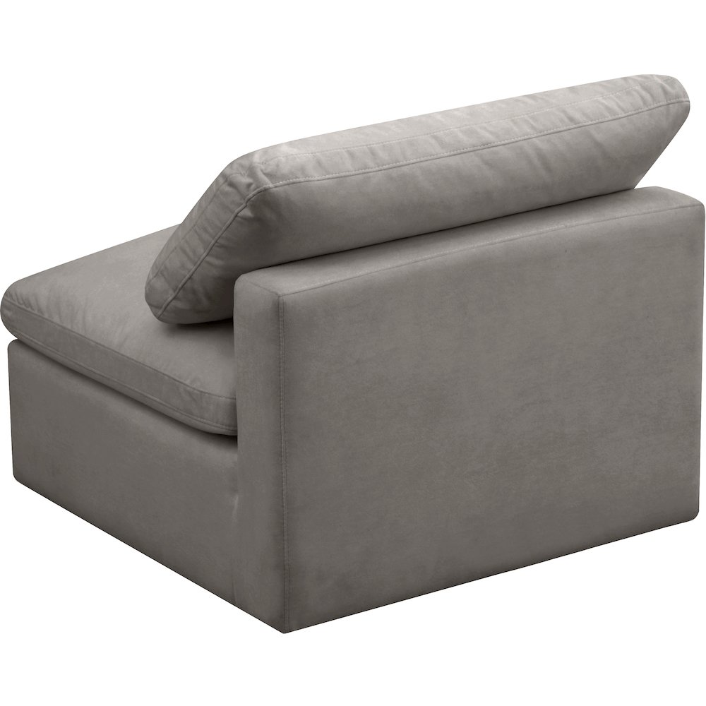 Plush Grey Velvet Standard Comfort Modular Armless Chair. Picture 3