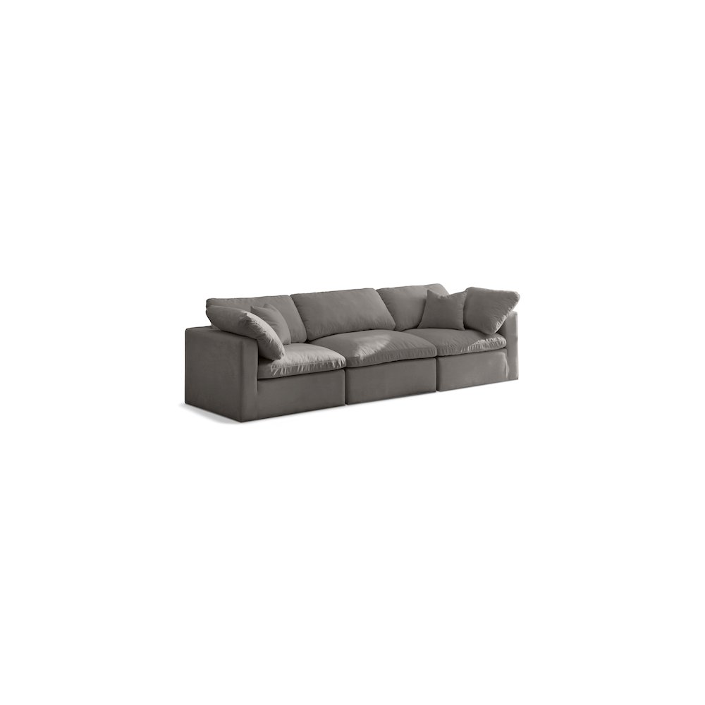 Plush Grey Velvet Standard Comfort Modular Sofa. Picture 1