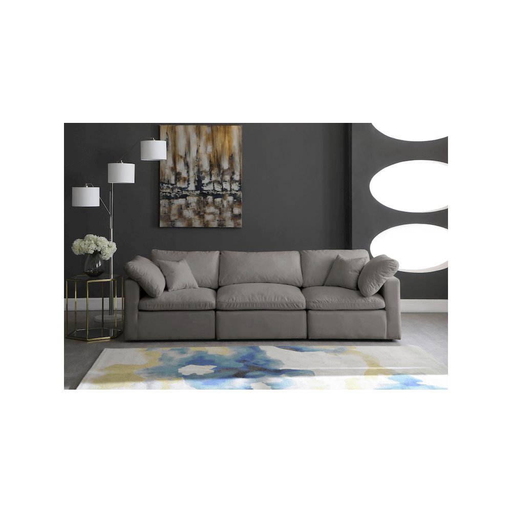 Plush Grey Velvet Standard Comfort Modular Sofa. Picture 2