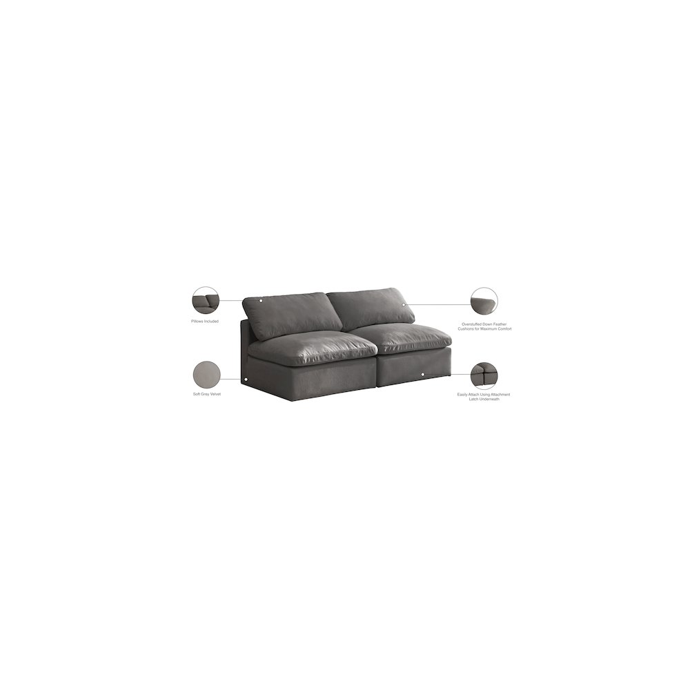 Plush Grey Velvet Standard Comfort Modular Sofa. Picture 8
