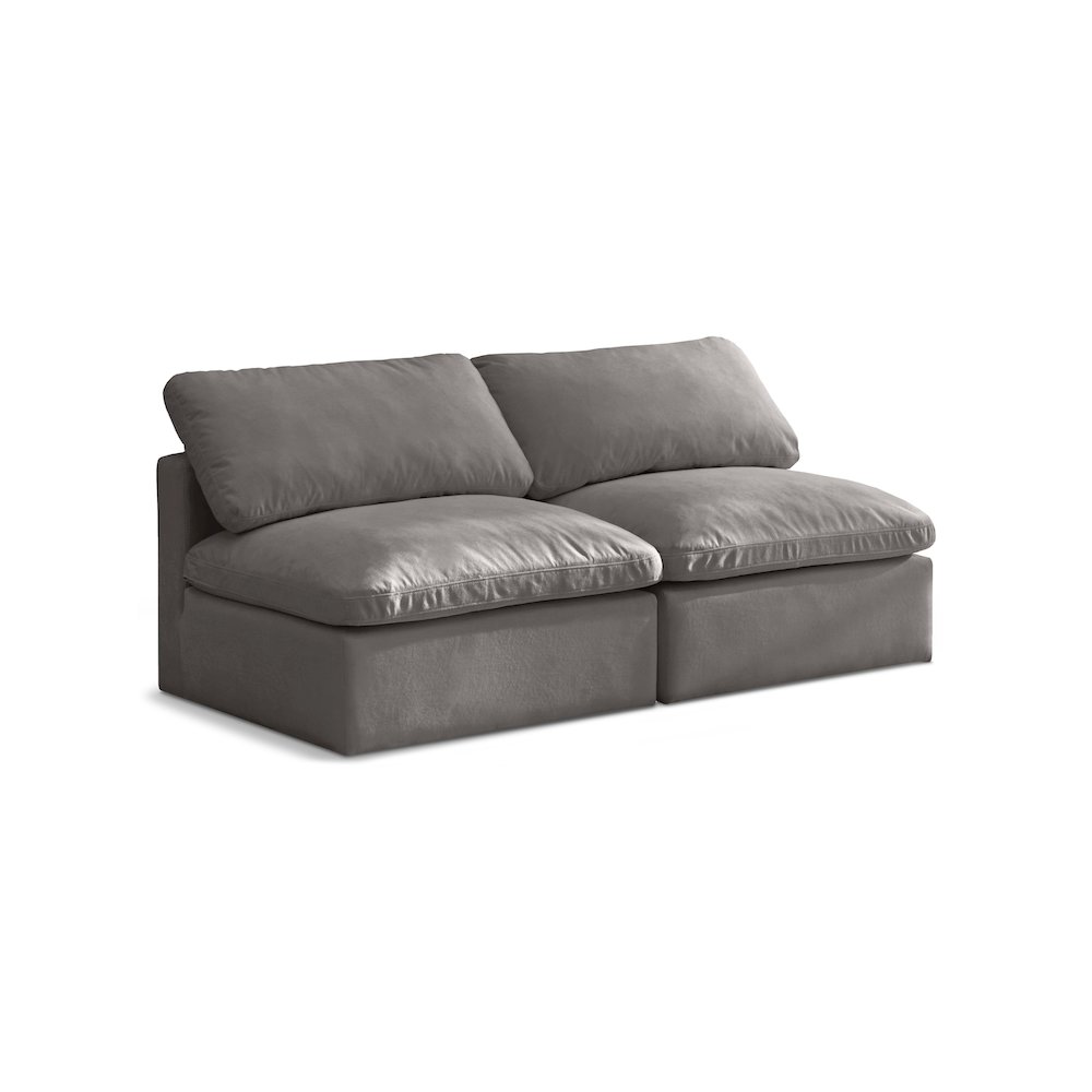 Plush Grey Velvet Standard Comfort Modular Sofa. Picture 1